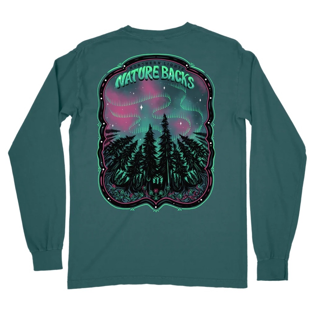 Nature Backs x Comfort Colors Northern Lights T shirt adult medium